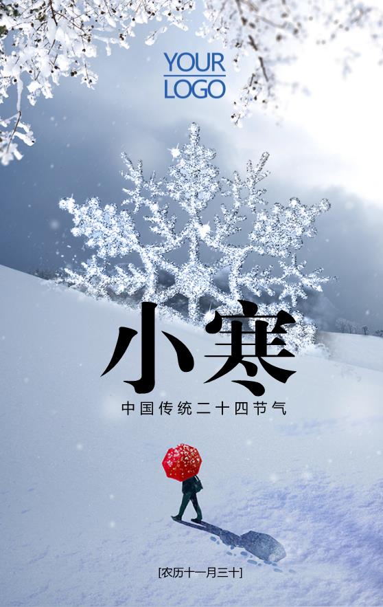 白色簡約小寒節(jié)氣海報模板下載